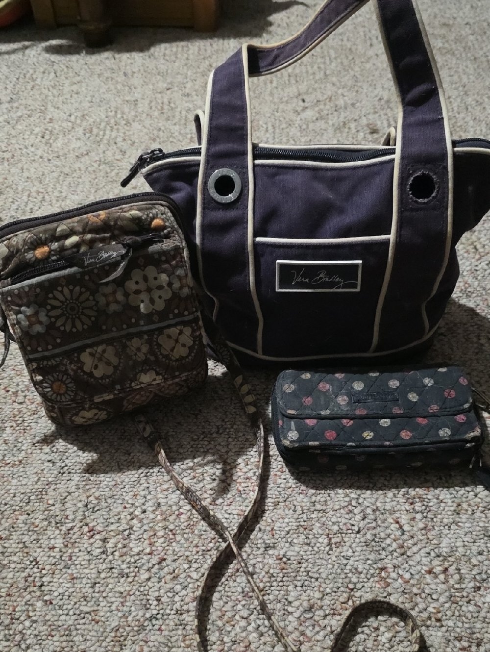 Vera Bradley Navy Tote Bag with Floral Quilted Accessories
